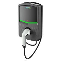 RFID tunnistuksella latauksen käynnistys tai / ja OCPP 1.6 protokollalla ohjattava 7,4 kW sähköauton latausasema tyypin 2 pistokkeella, 5 m jodolla sekä Ethernet yhteydellä.